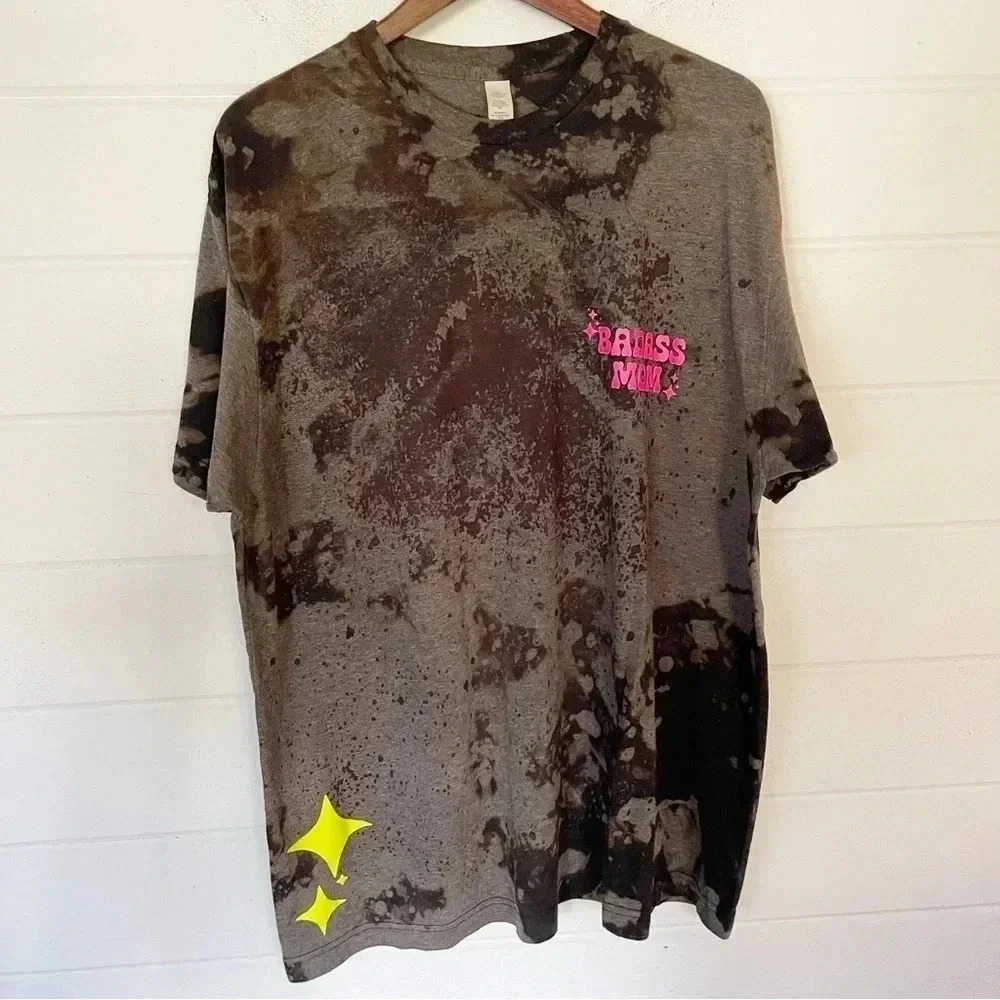 Tie Dye Badass Mom Printed Short Sleeve Crewneck Tee Size XXL